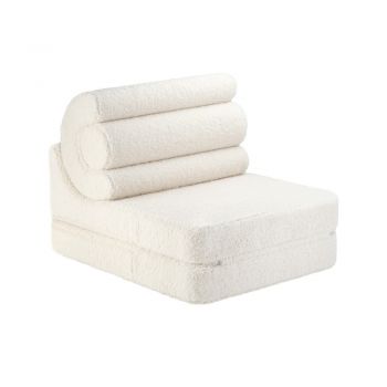 Fotoliu de copii crem cu tapițerie din țesătură bouclé Flipster – Wigiwama