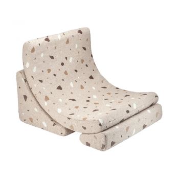 Fotoliu de copii maro deschis cu tapițerie din țesătură bouclé/cu tapițerie din chenille Terrazzo Moon – Wigiwama