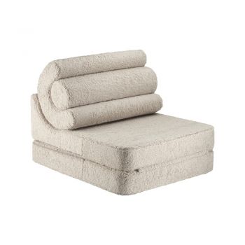 Fotoliu de copii maro deschis cu tapițerie din țesătură bouclé Flipster – Wigiwama