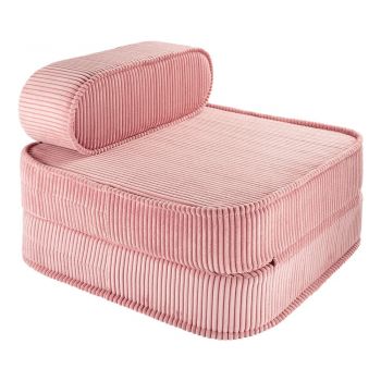 Fotoliu de copii roz cu tapițerie din catifea reiată Flip – Wigiwama