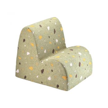 Fotoliu de copii verde cu tapițerie din țesătură bouclé/cu tapițerie din chenille Terrazzo Cloud – Wigiwama