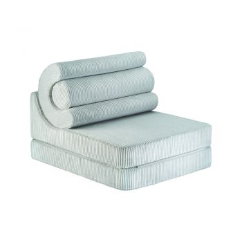 Fotoliu de copii verde mentă cu tapițerie din catifea reiată Flipster – Wigiwama
