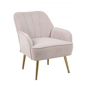 Fotoliu de salon modern din catifea, Design ergonomic, Bej