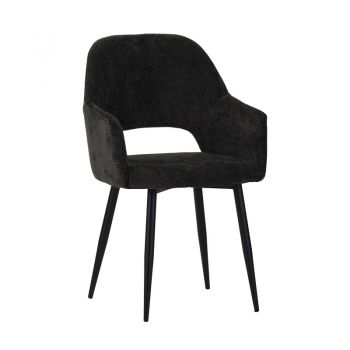 Fotoliu Factols material textil negru si picioare din metal negru 53x61x84 cm