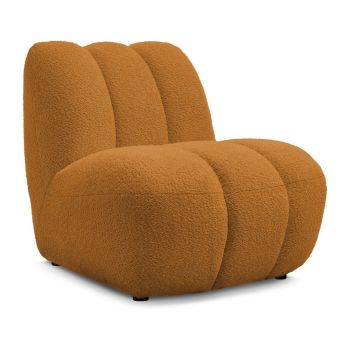 Fotoliu galben muștar cu tapițerie din țesătură bouclé Janissaire – Bobochic Paris