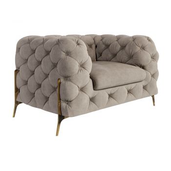 Fotoliu grej cu tapițerie din catifea Chelsea Bis – Ropez