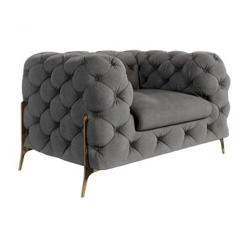 Fotoliu gri cu tapițerie din catifea Chelsea Bis – Ropez