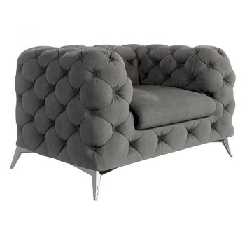 Fotoliu gri cu tapițerie din catifea Chelsea – Ropez