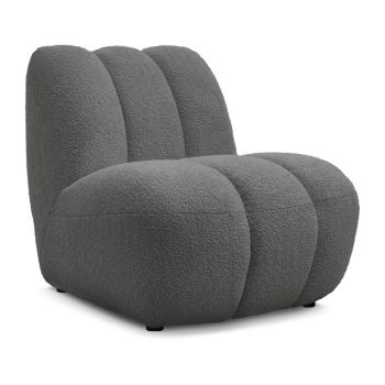 Fotoliu gri închis cu tapițerie din țesătură bouclé Janissaire – Bobochic Paris