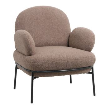 Fotoliu Jaycob boucle maro cu picior metalic negru 74x71x83 cm