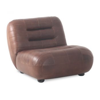 Fotoliu maro cu tapițerie din piele Wyatt – Dutchbone