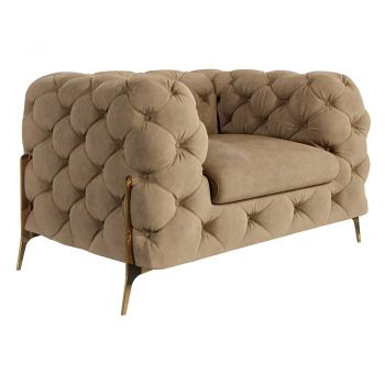 Fotoliu maro deschis cu tapițerie din catifea Chelsea Bis – Ropez