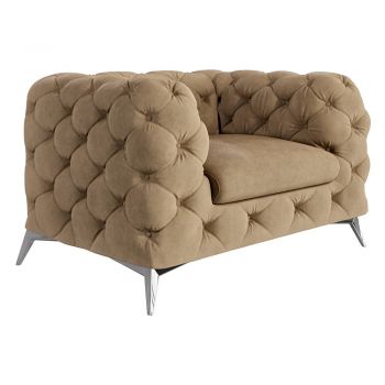 Fotoliu maro deschis cu tapițerie din catifea Chelsea – Ropez