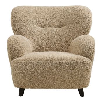 Fotoliu maro deschis cu tapițerie din țesătură bouclé Lunaro – House Nordic