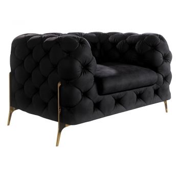 Fotoliu negru cu tapițerie din catifea Chelsea Bis – Ropez