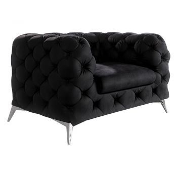 Fotoliu negru cu tapițerie din catifea Chelsea – Ropez