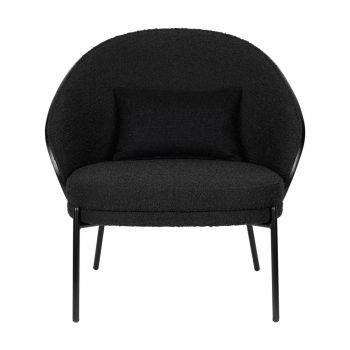 Fotoliu negru cu tapițerie din țesătură bouclé Rodin – Dutchbone
