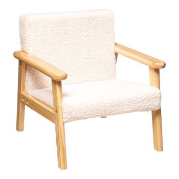 Fotoliu pentru copii Basile, Pako World, Textil, Alb, 43x43x46 cm