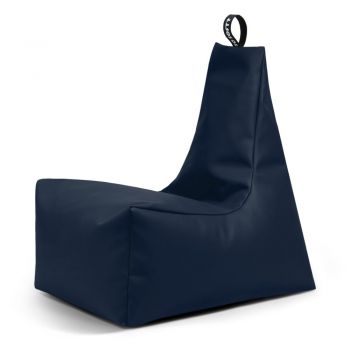 Fotoliu puf pentru copii albastru închis cu tapițerie din imitație de piele Icy M – So Soft?