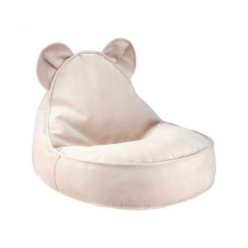 Fotoliu puf pentru copii bej cu tapițerie din catifea Bear – Wigiwama