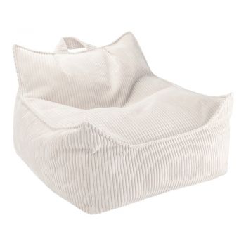 Fotoliu puf pentru copii crem cu tapițerie din catifea reiată Chair – Wigiwama