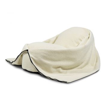 Fotoliu puf pentru copii crem cu tapițerie din țesătură bouclé Cocoon 80 – SLOWDOWN