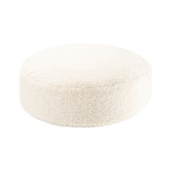 Fotoliu puf pentru copii crem cu tapițerie din țesătură bouclé Round – Wigiwama