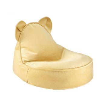 Fotoliu puf pentru copii galben cu tapițerie din catifea Bear – Wigiwama