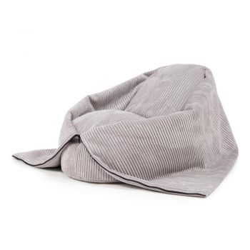 Fotoliu puf pentru copii gri deschis cu tapițerie din catifea reiată Cocoon 80 – SLOWDOWN