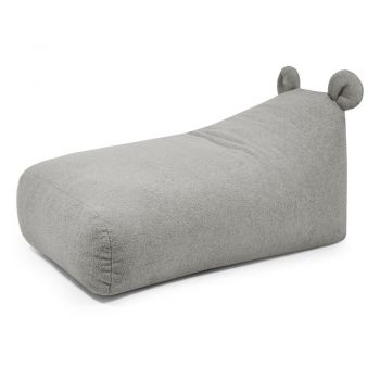 Fotoliu puf pentru copii gri deschis cu tapițerie din țesătură bouclé Snug 130 Bear – SLOWDOWN