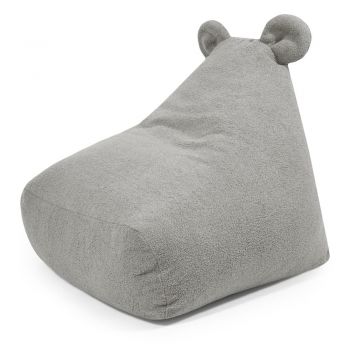 Fotoliu puf pentru copii gri deschis cu tapițerie din țesătură bouclé Snug 80 Bear – SLOWDOWN