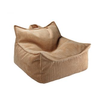 Fotoliu puf pentru copii maro cu tapițerie din catifea reiată Chair – Wigiwama