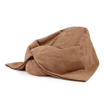 Fotoliu puf pentru copii maro cu tapițerie din catifea reiată Cocoon 100 – SLOWDOWN