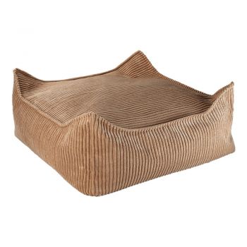 Fotoliu puf pentru copii maro cu tapițerie din catifea reiată Square – Wigiwama