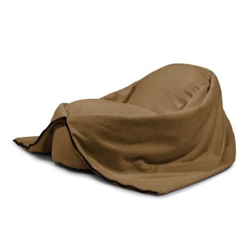 Fotoliu puf pentru copii maro cu tapițerie din țesătură bouclé Cocoon 80 – SLOWDOWN