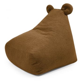 Fotoliu puf pentru copii maro cu tapițerie din țesătură bouclé Snug 80 Bear – SLOWDOWN