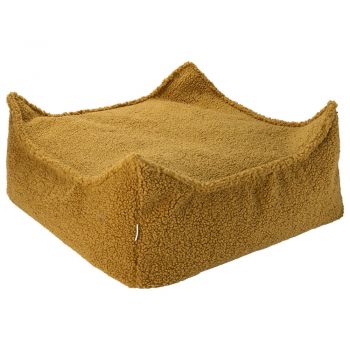 Fotoliu puf pentru copii maro cu tapițerie din țesătură bouclé Square – Wigiwama