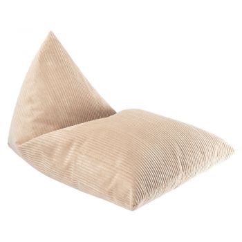 Fotoliu puf pentru copii maro deschis cu tapițerie din catifea reiată Big Lounger – Wigiwama