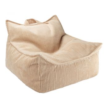 Fotoliu puf pentru copii maro deschis cu tapițerie din catifea reiată Chair – Wigiwama