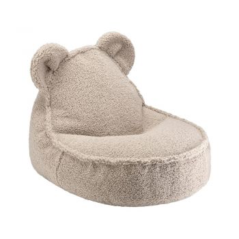 Fotoliu puf pentru copii maro deschis cu tapițerie din țesătură bouclé Bear – Wigiwama