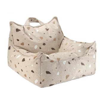 Fotoliu puf pentru copii maro deschis cu tapițerie din țesătură bouclé/cu tapițerie din chenille Terrazzo Chair – Wigiwama