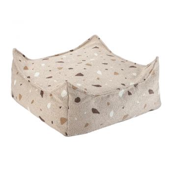 Fotoliu puf pentru copii maro deschis cu tapițerie din țesătură bouclé/cu tapițerie din chenille Terrazzo Square – Wigiwama