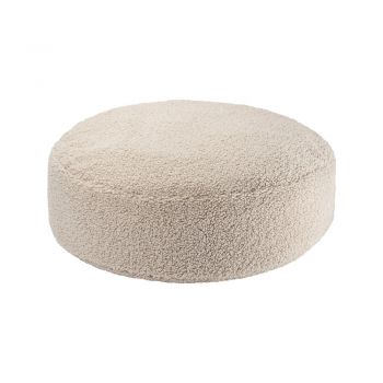 Fotoliu puf pentru copii maro deschis cu tapițerie din țesătură bouclé Round – Wigiwama