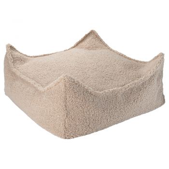 Fotoliu puf pentru copii maro deschis cu tapițerie din țesătură bouclé Square – Wigiwama