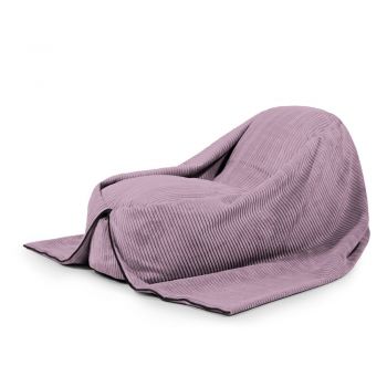 Fotoliu puf pentru copii mov cu tapițerie din catifea reiată Cocoon 120 – SLOWDOWN