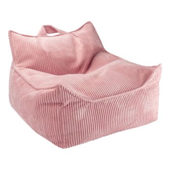 Fotoliu puf pentru copii roz cu tapițerie din catifea reiată Chair – Wigiwama