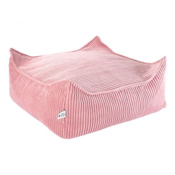 Fotoliu puf pentru copii roz cu tapițerie din catifea reiată Square – Wigiwama