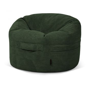 Fotoliu puf pentru copii verde cu tapițerie din catifea reiată Roll 80 – SLOWDOWN