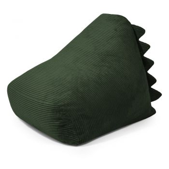 Fotoliu puf pentru copii verde cu tapițerie din catifea reiată Snug 80 Dragon – SLOWDOWN