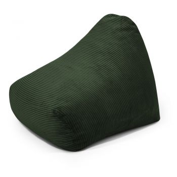 Fotoliu puf pentru copii verde cu tapițerie din catifea reiată Snug 80 – SLOWDOWN